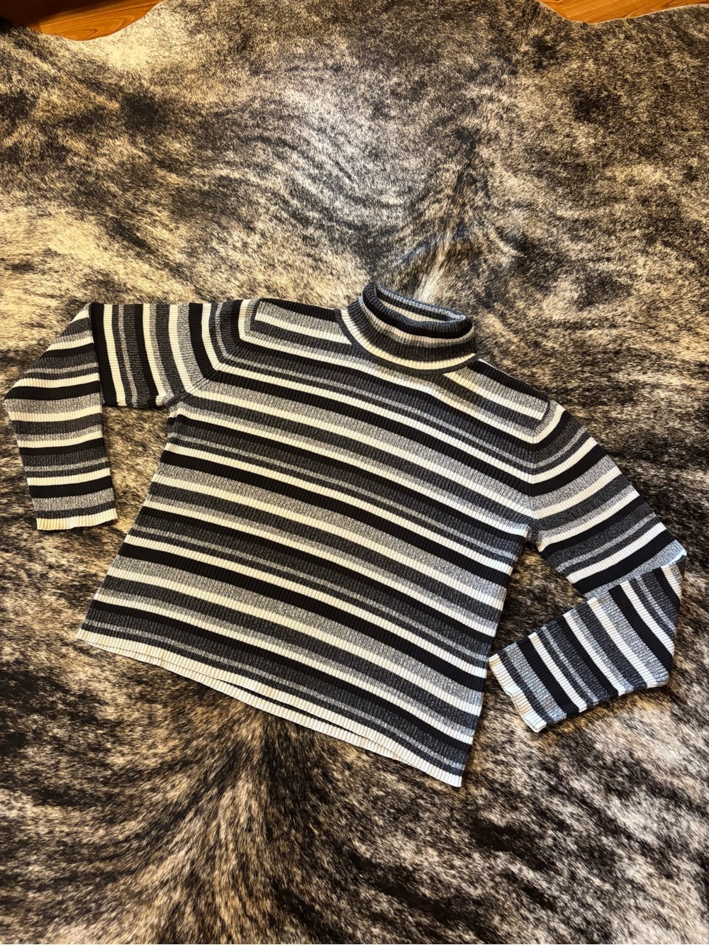 Crazy Horse By Liz Claiborne Striped Turtleneck Long Sleeve Top, Size XL